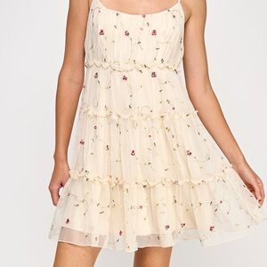 Trixxi Cream Floral Dress with little flowers